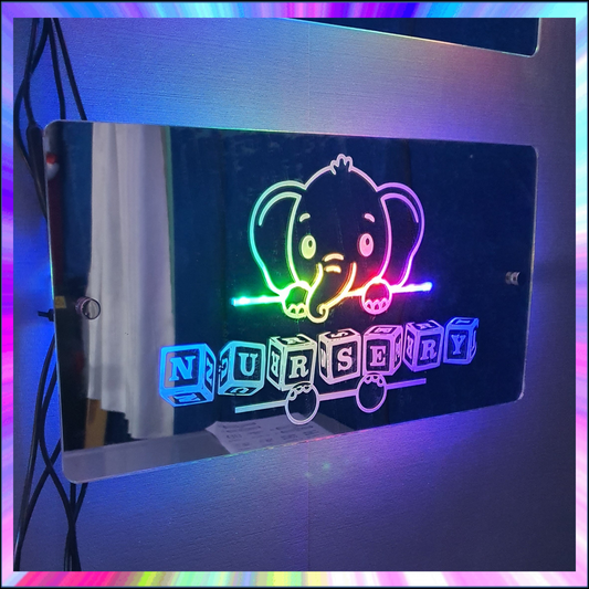 Rainbow L.E.D Mirror Elephant with name