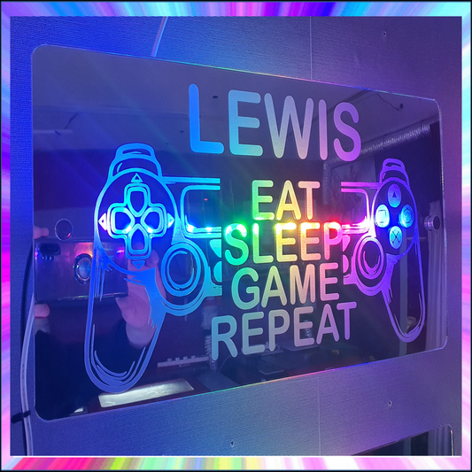 Rainbow L.E.D Mirror Eat Sleep Game Repeat Joypad