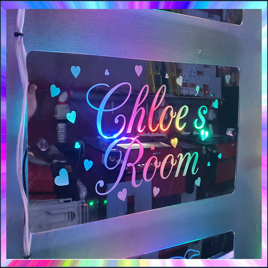 Rainbow L.E.D Mirror Hearts with name