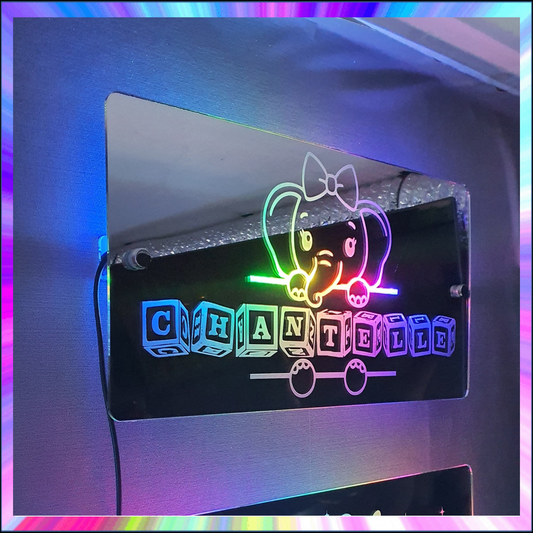 Rainbow L.E.D Mirror Elephant with bow and name