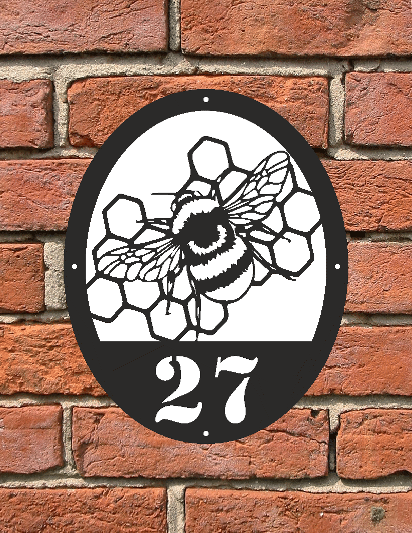 Personalised Door Number Plaque Sign With a honey bee | John Alans