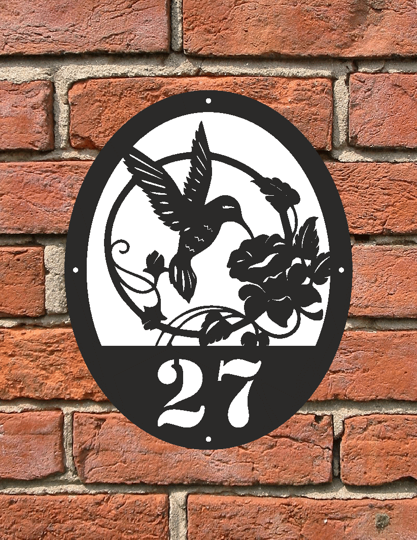 Personalised Door Number Plaque Sign With a humming bird | John Alans