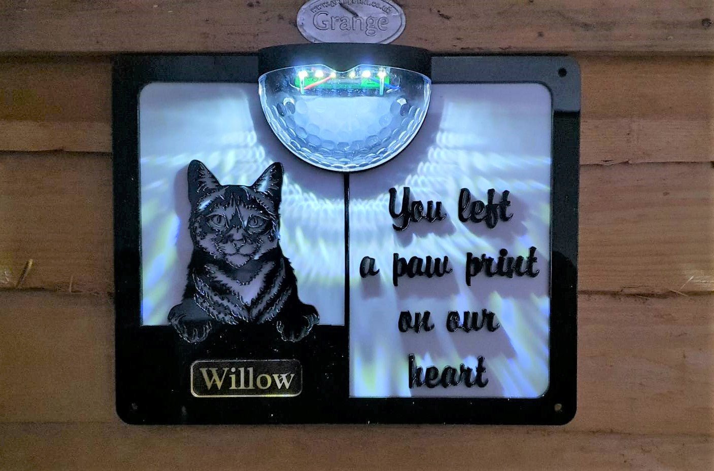 Personalised In Loving Memory Cat Solar Wall Plaque | John Alans