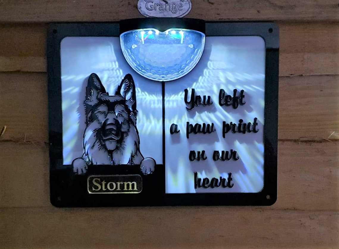 Dog Memorial Solar Wall plaque (dog breeds E to O) | John Alans