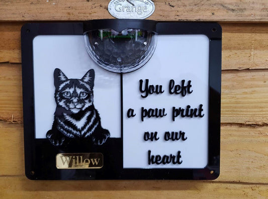 Personalised In Loving Memory Cat Solar Wall Plaque | John Alans