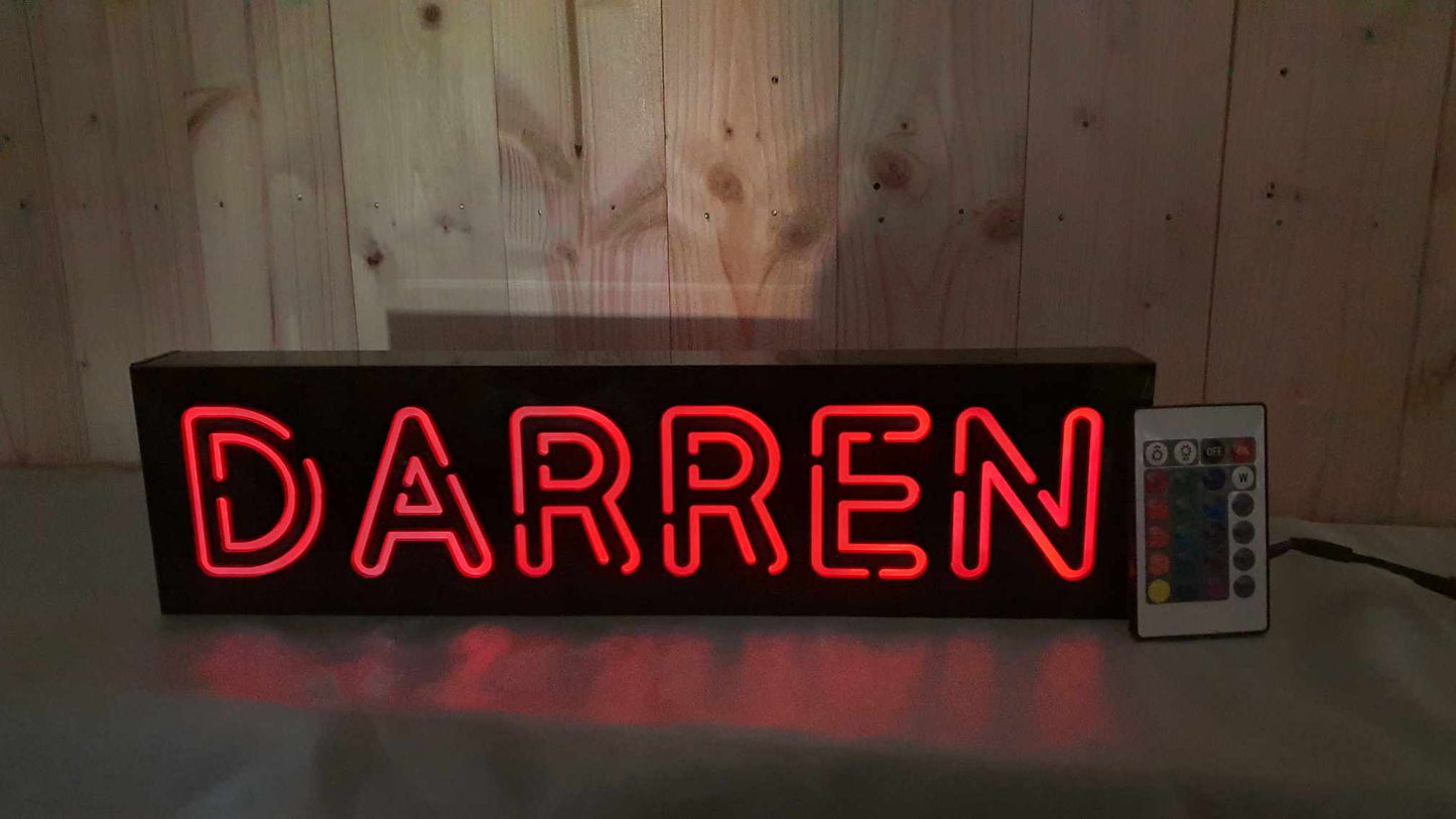Personalised Neon Effect Name Light Up to 6 Letters RGB | John Alans