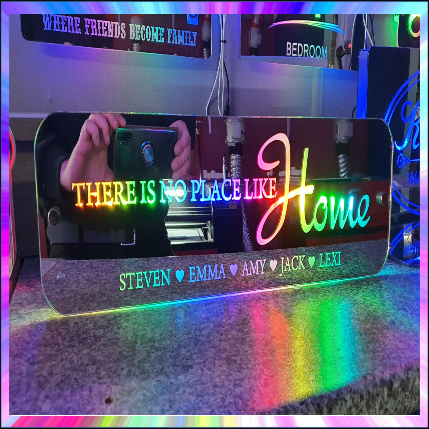 Rainbow L.E.D Mirror No place like home