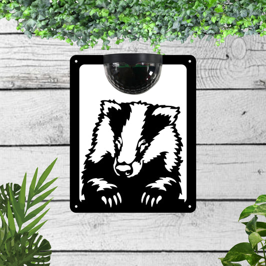 Garden Solar Light Wall Plaque Featuring a Badger | John Alans