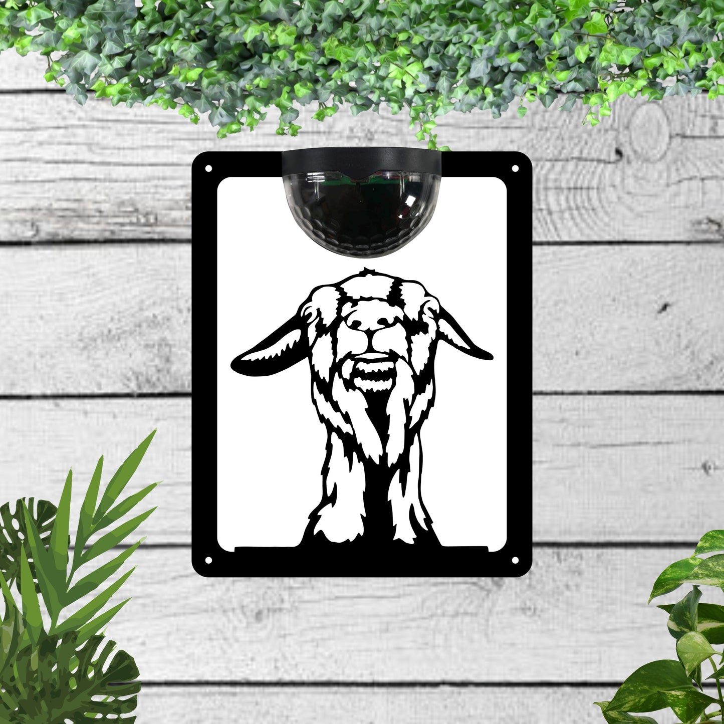 Garden Solar Light Wall Plaque Featuring a Goat | John Alans