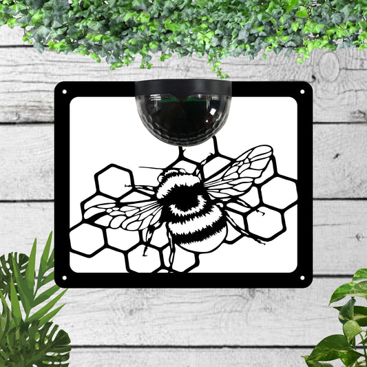 Garden Solar Light Wall Plaque With a Honey Bee | John Alans