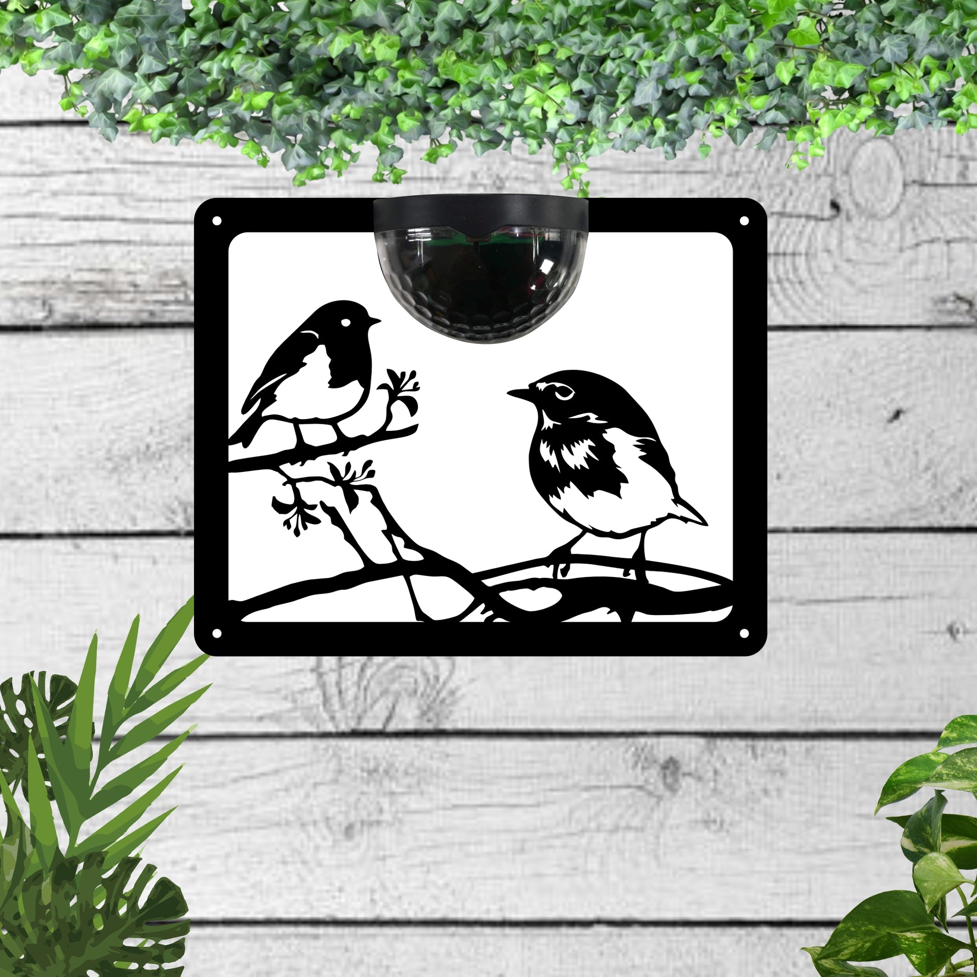 Garden Solar Light Wall Plaque featuring a Robin and chick | John Alans