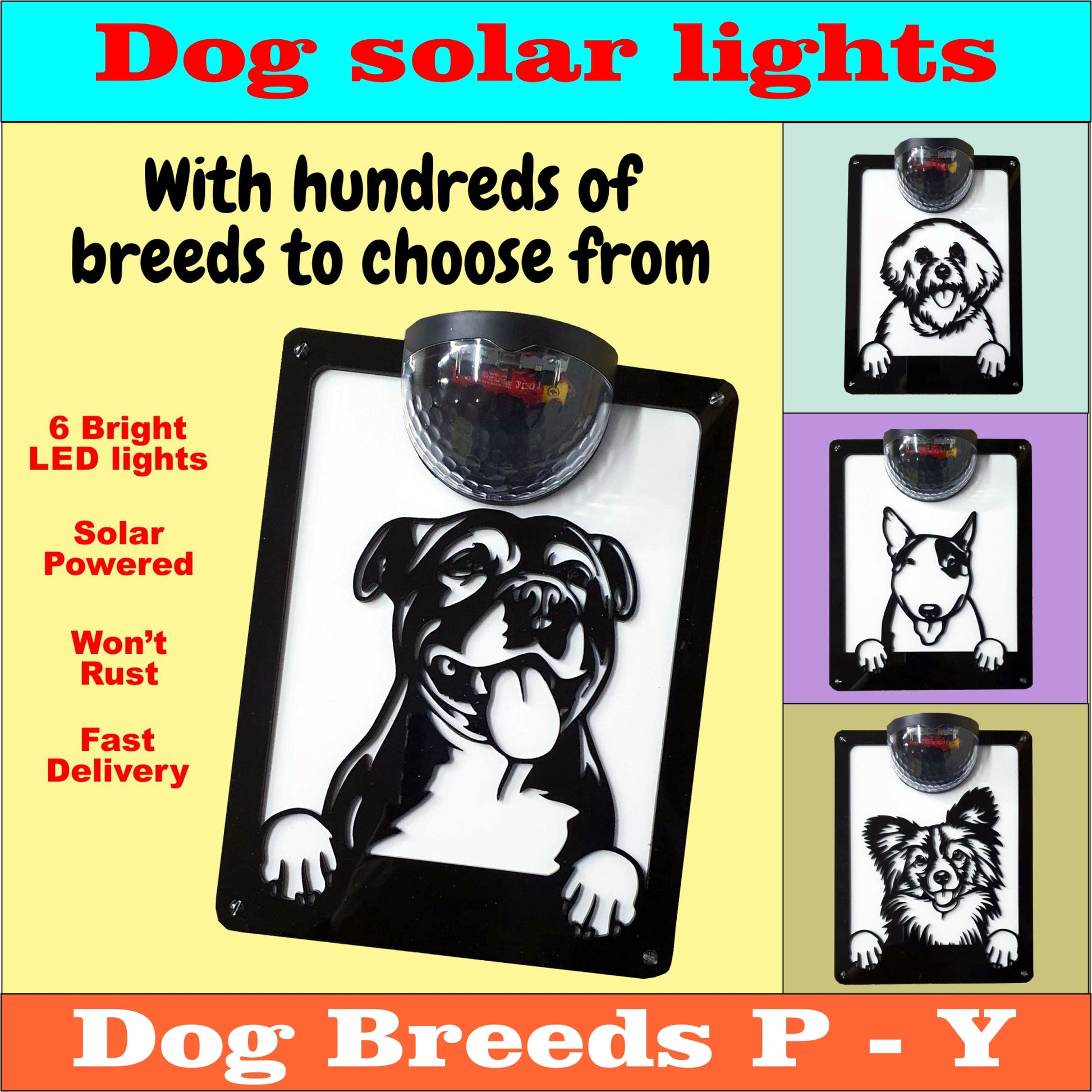 Copy of Dog Memorial Solar Wall Plaque (dog breeds P to Y) | John Alans