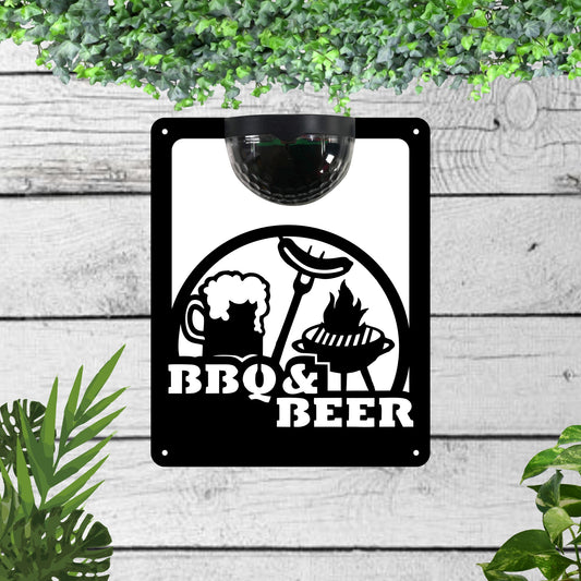 Garden Solar Light Wall Plaque With BBQ And Beer | John Alans