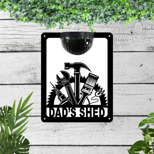 Garden solar wall plaque featuring dads shed | John Alans