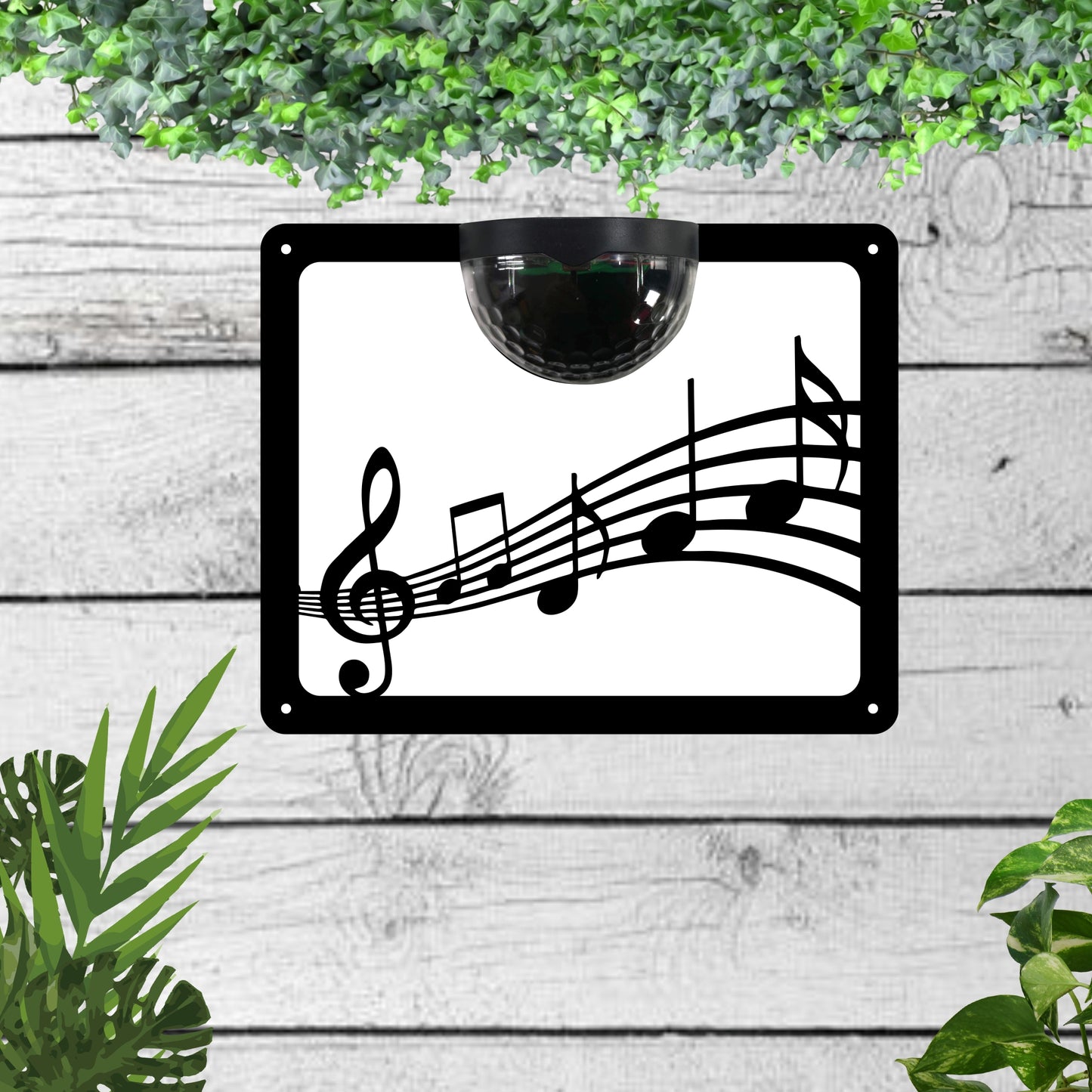 Garden Solar Light Wall Plaque featuring Music Notes | John Alans