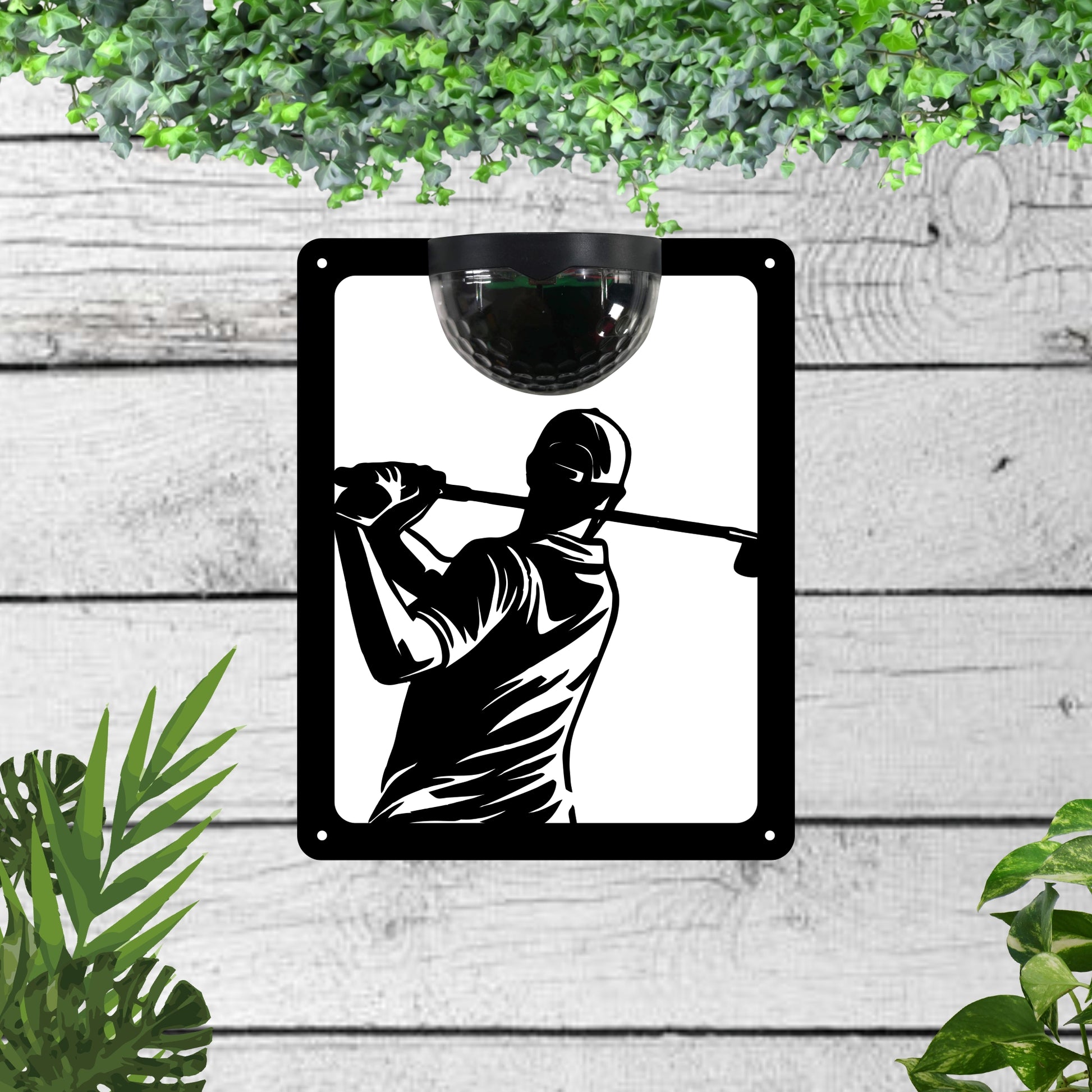 Garden Solar Light Wall Plaque with a Golfer | John Alans