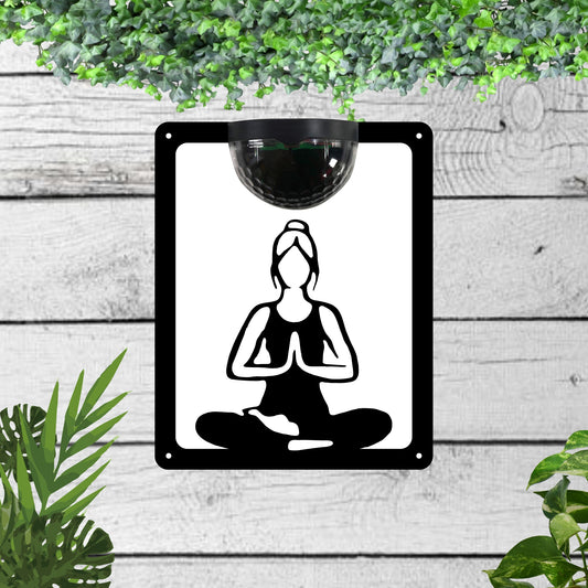 Garden Solar Light Wall Plaque With a Woman Doing Yoga | John Alans