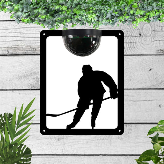 Garden Solar Light Wall Plaque With a Ice Hockey Player | John Alans