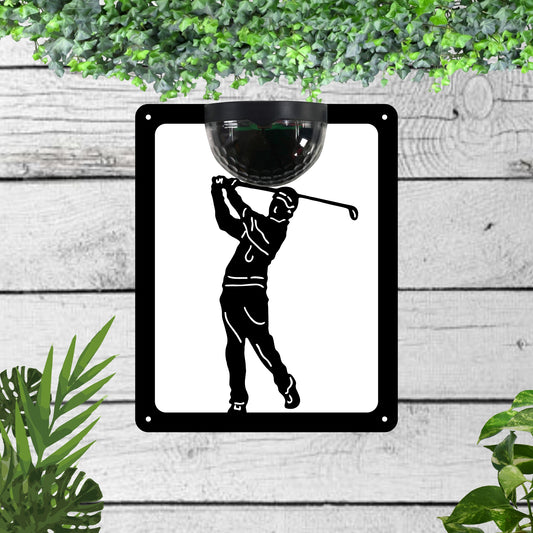 Garden Solar Light Wall Plaque With a Golfer | John Alans