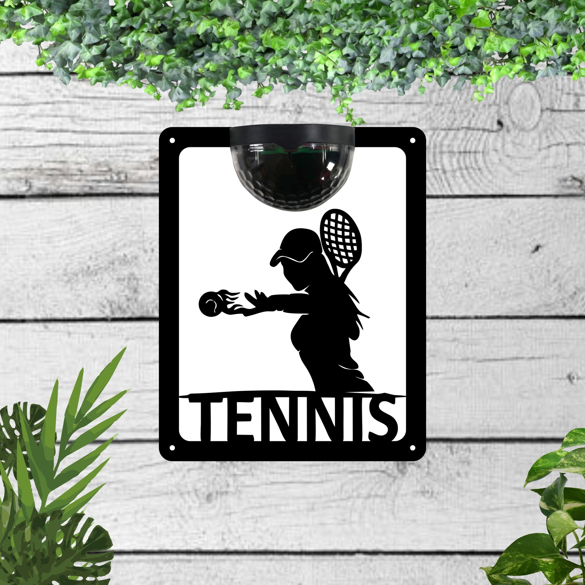 Garden solar wall plaque featuring a tennis player | John Alans