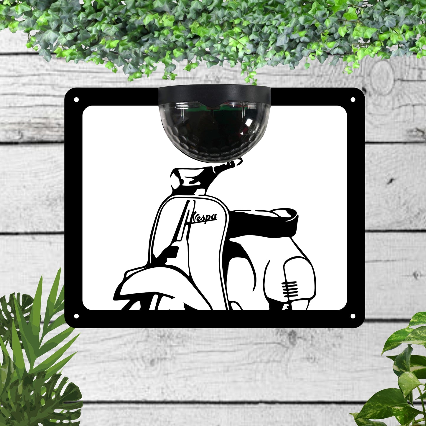 Garden Solar Light Wall Plaque featuring a scooter | John Alans