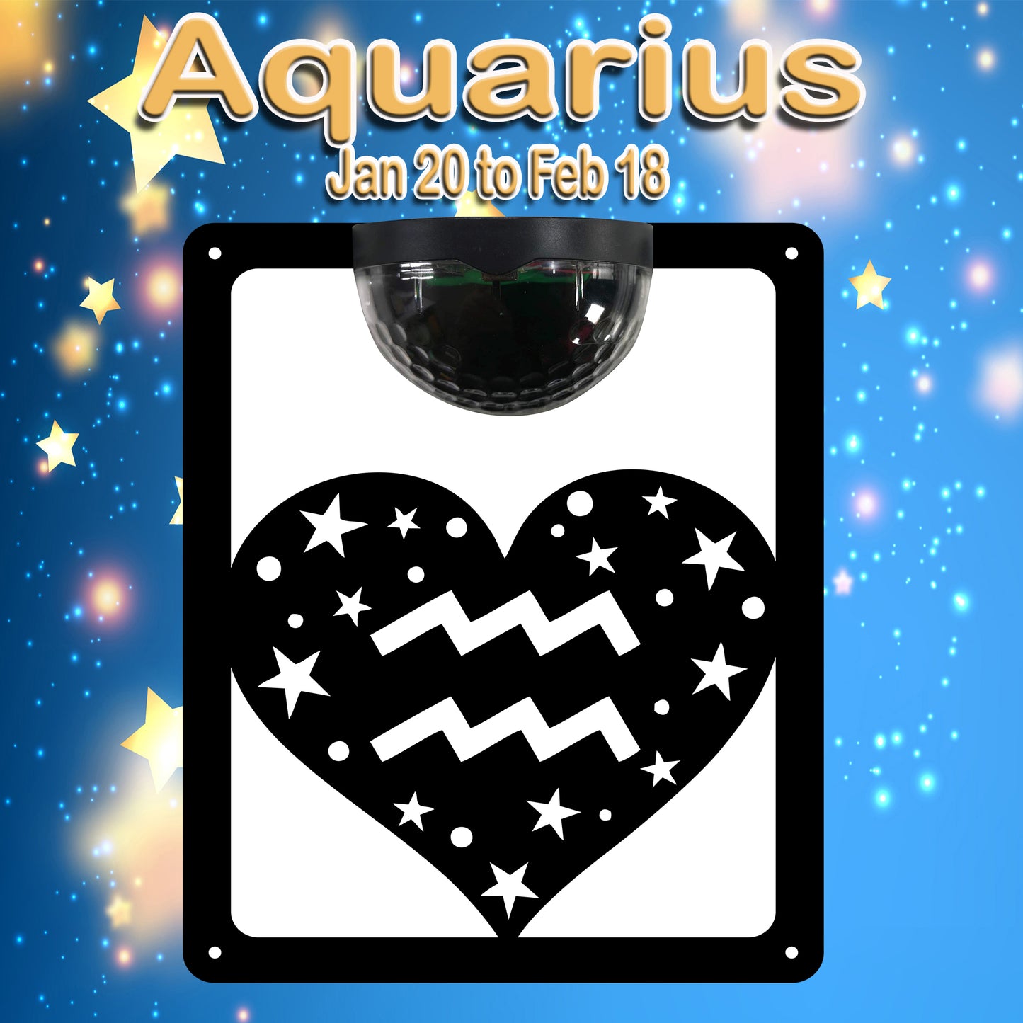 Garden Solar Light Wall Plaque featuring Star Sign Aquarius | John Alans