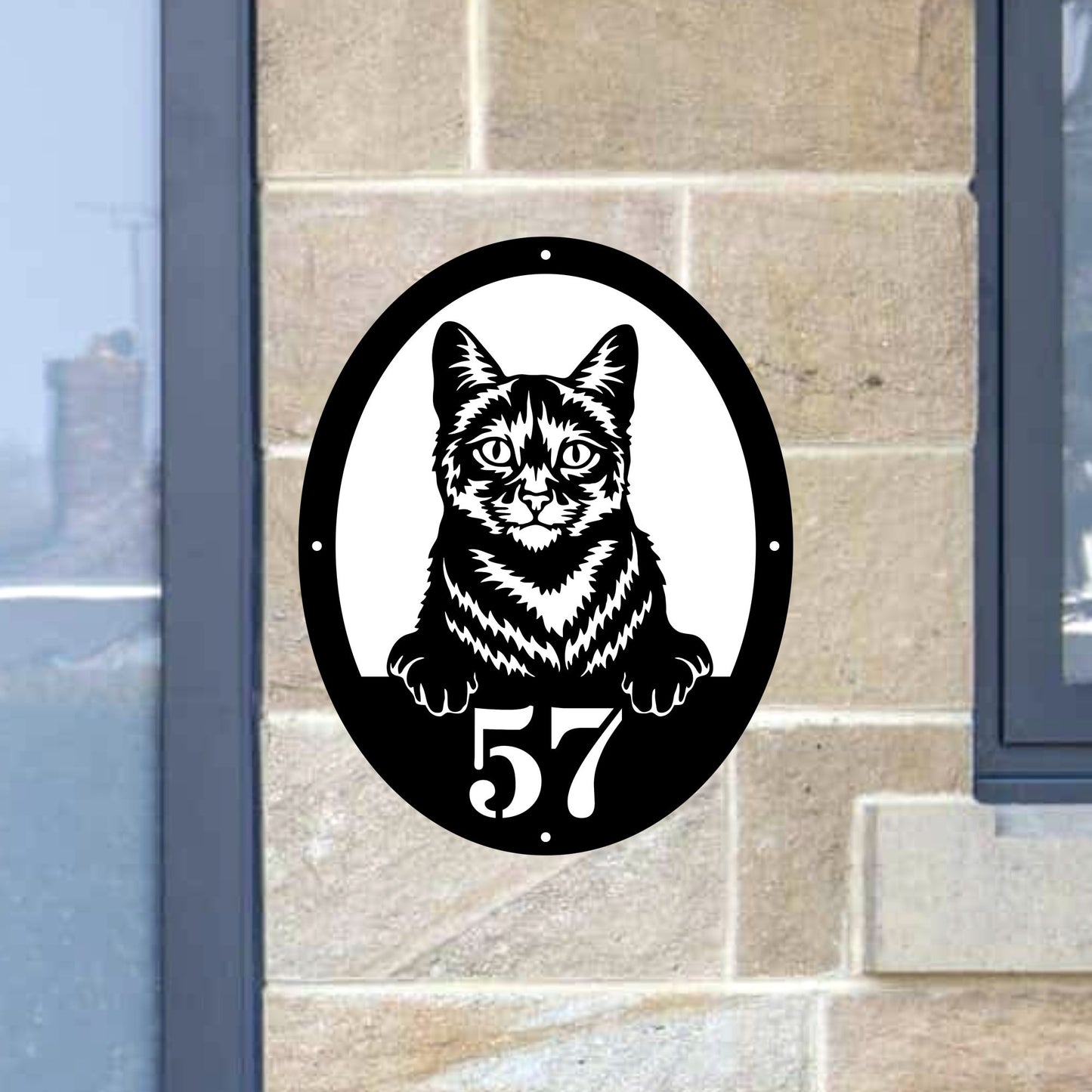 Door Plaque Featuring a cat 3