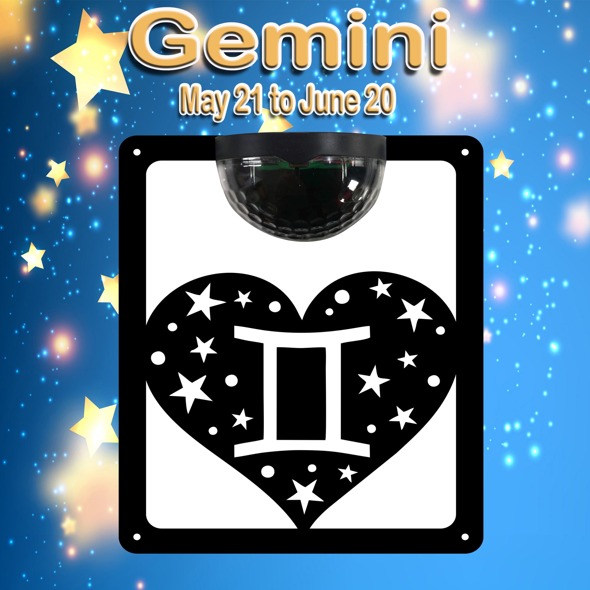 Garden Solar Light Wall Plaque featuring Star Sign Gemini | John Alans