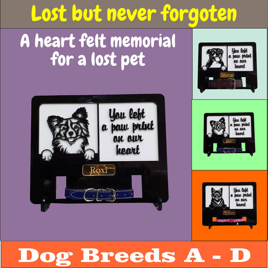 Copy of Dog Memorial Solar Wall Plaque (dog breeds A to D) | John Alans