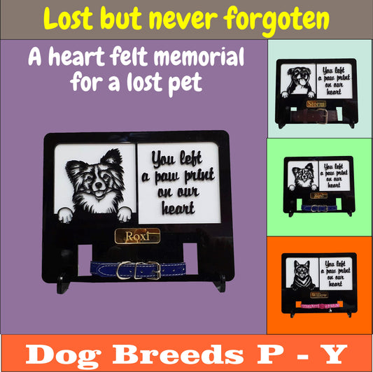 Dog Memorial Dog Collar Display Plaque (dog breeds P to Y) | John Alans