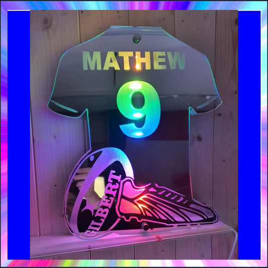 Personalised Rugby Shirt L.E.D Mirror