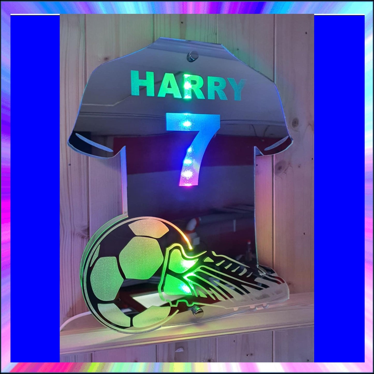 Personalised Football Shirt L.E.D Mirror