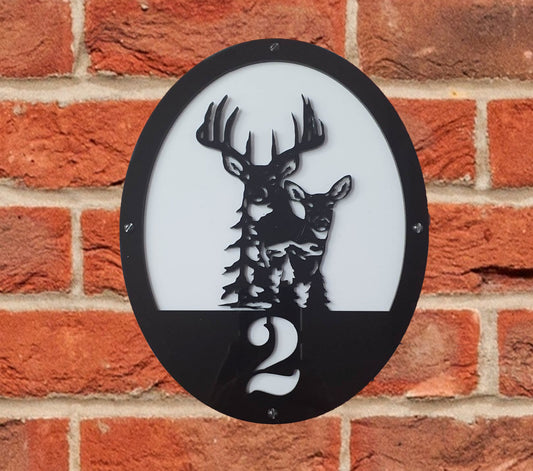 Personalised Door Number Plaque Sign With Deer | John Alans