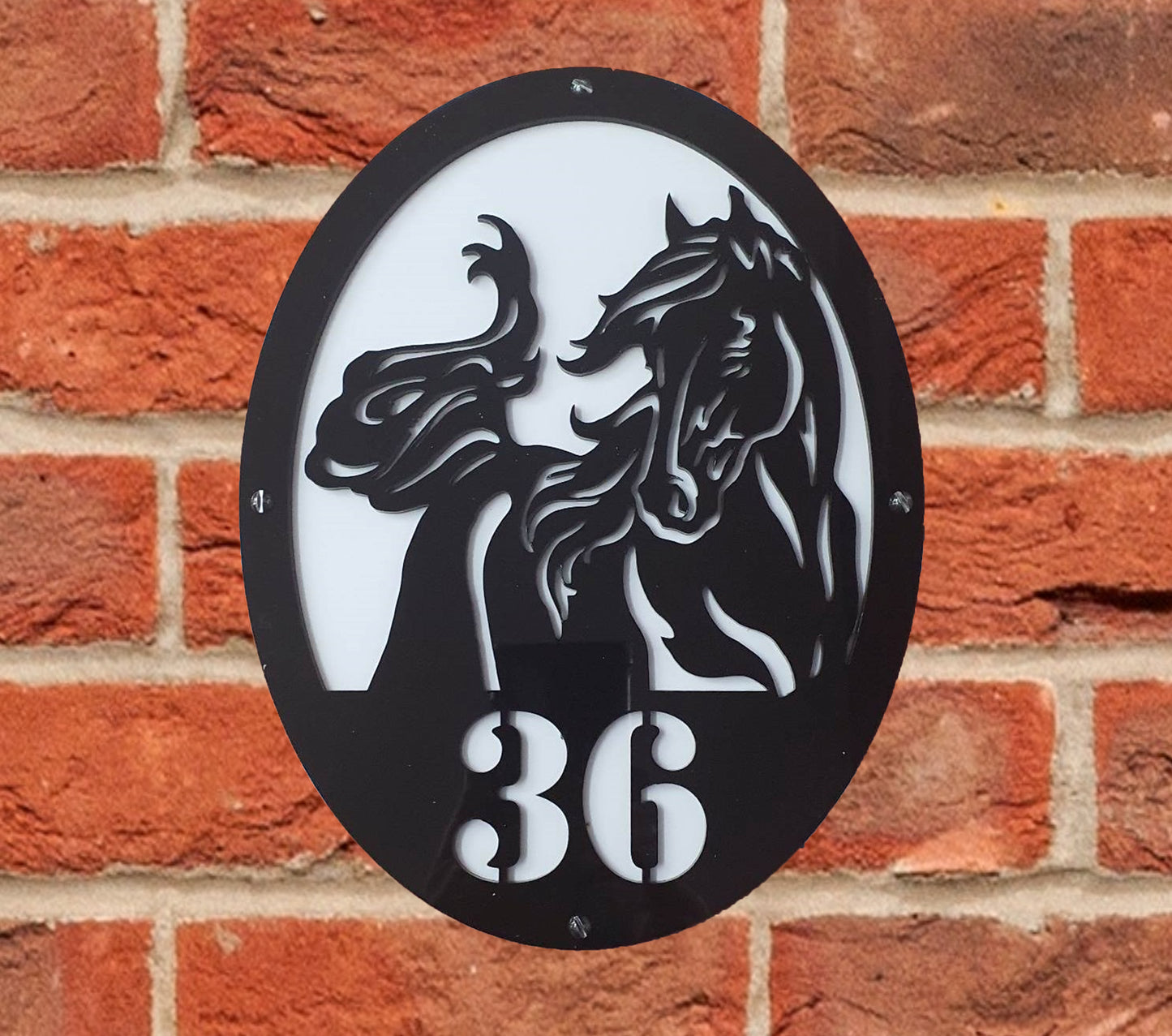 Personalised Door Number Plaque Sign With Horse 001